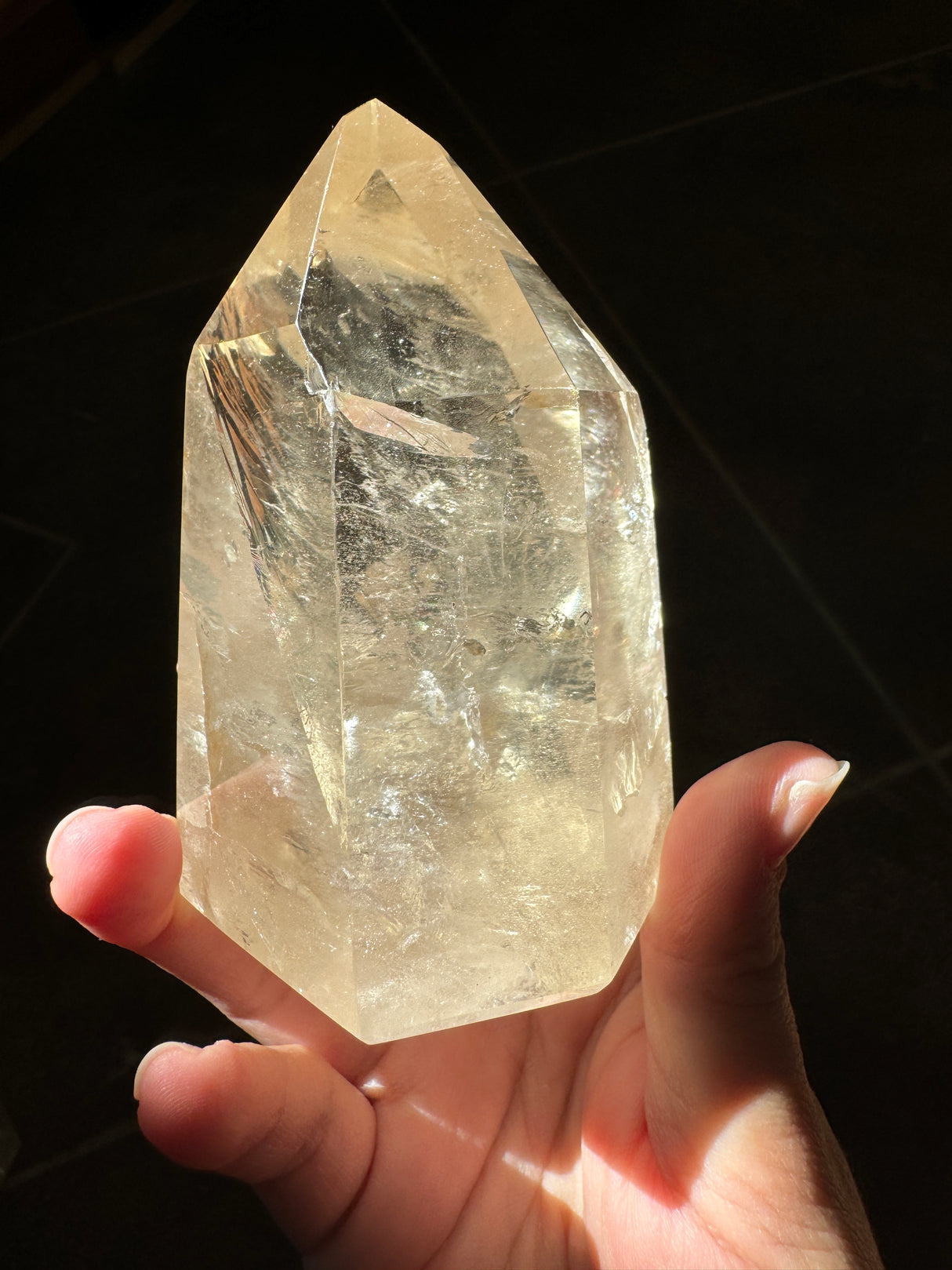 Champagne Brazilian Citrine Tower with Rainbows