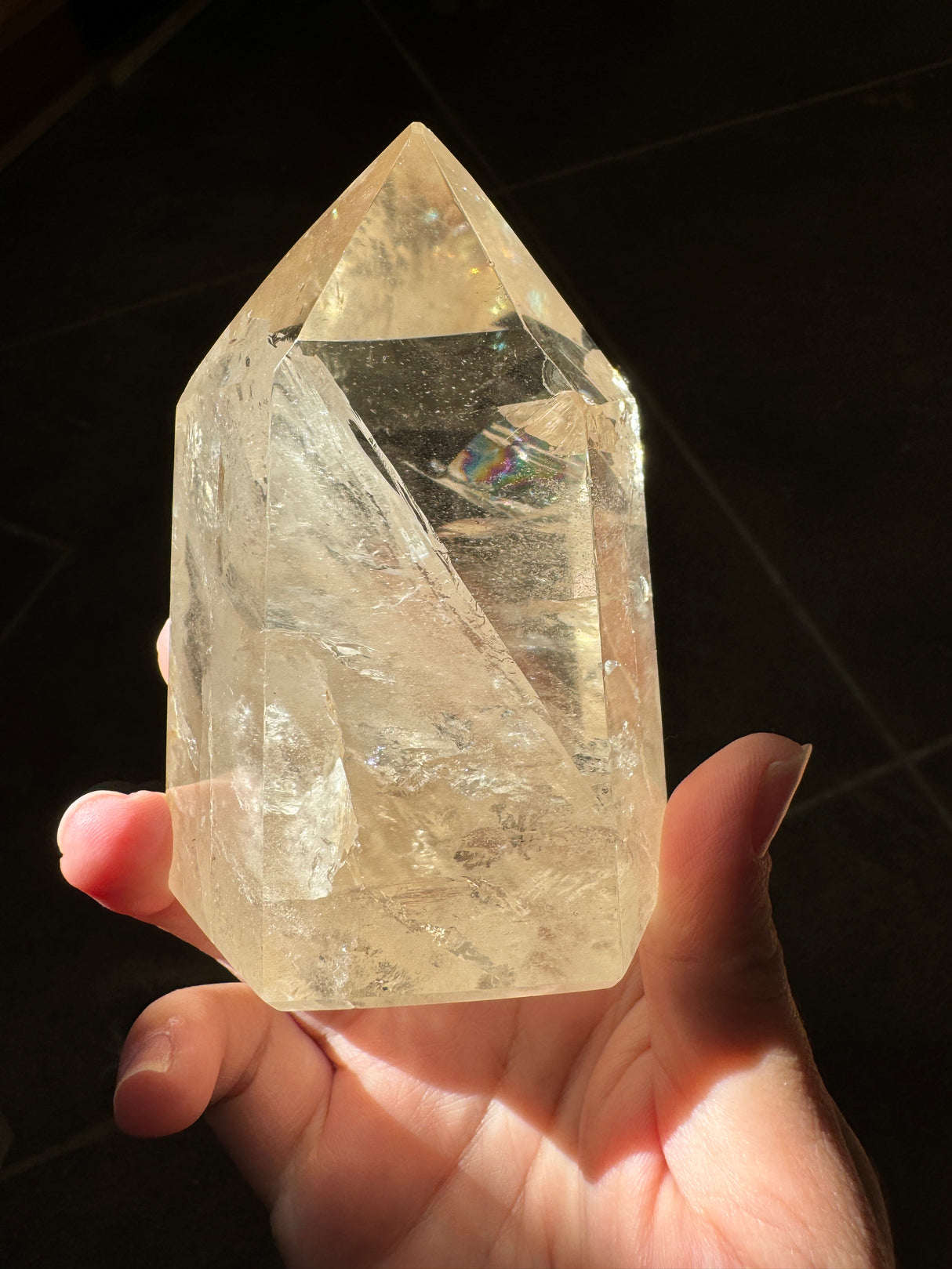 Champagne Brazilian Citrine Tower with Rainbows