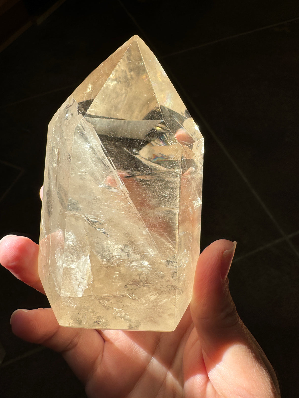 Champagne Brazilian Citrine Tower with Rainbows