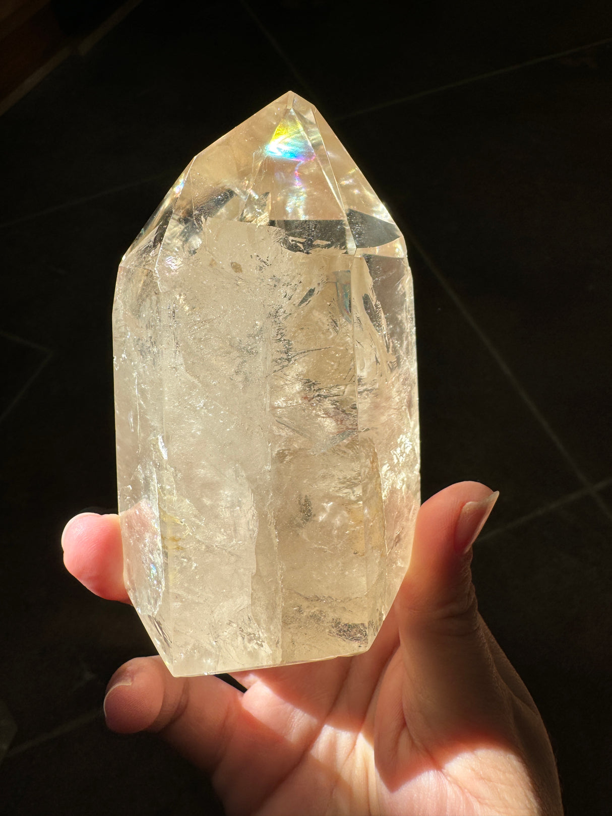 Champagne Brazilian Citrine Tower with Rainbows