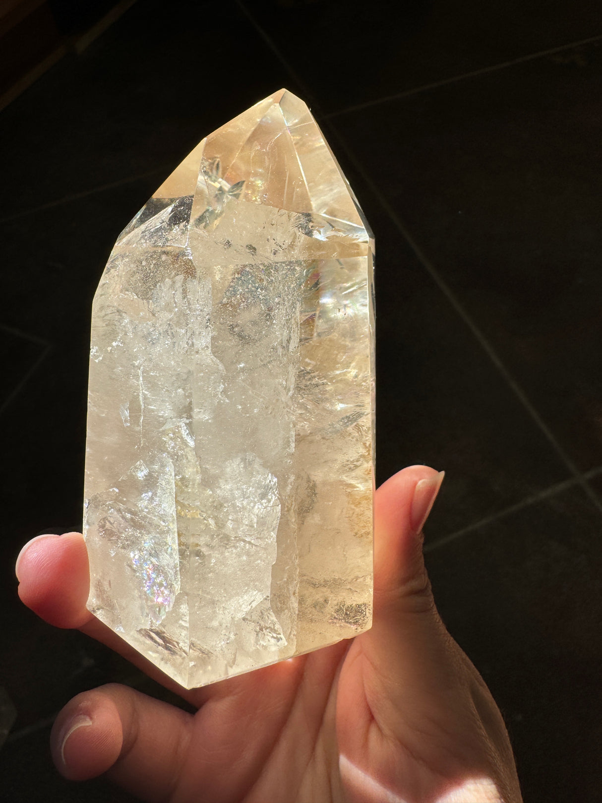 Champagne Brazilian Citrine Tower with Rainbows