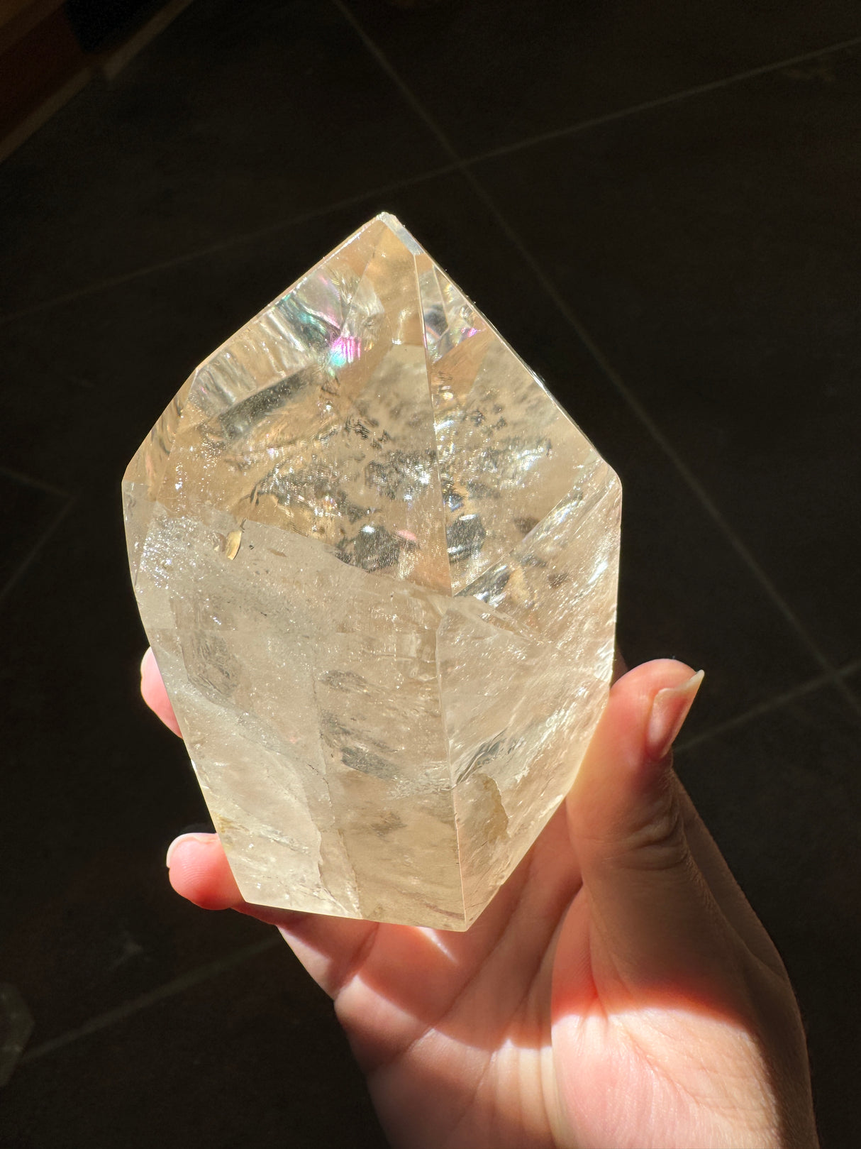 Champagne Brazilian Citrine Tower with Rainbows