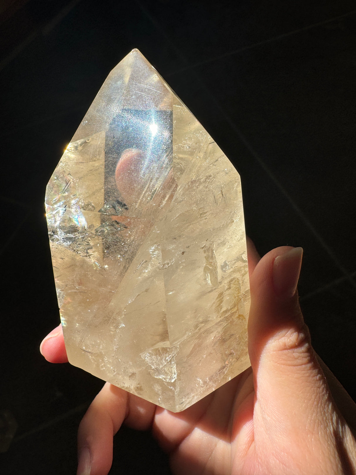 Champagne Brazilian Citrine Tower with Rainbows