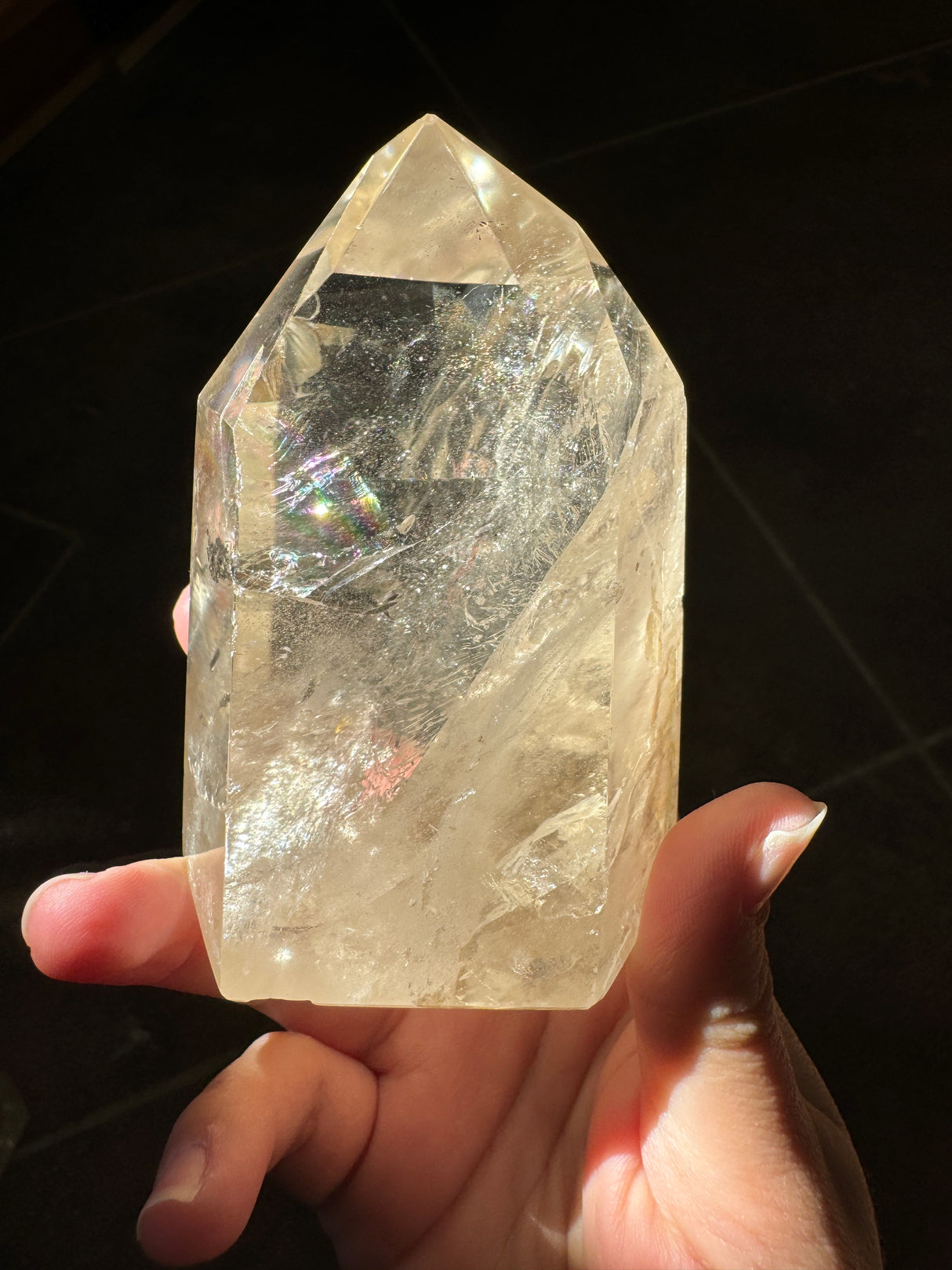 Champagne Brazilian Citrine Tower with Rainbows