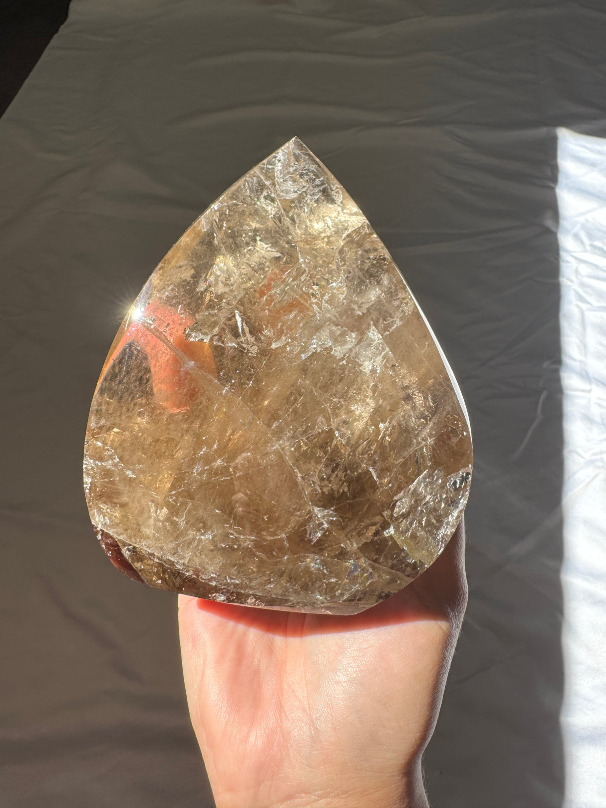 Large Smokey Citrine Flame with Rainbows