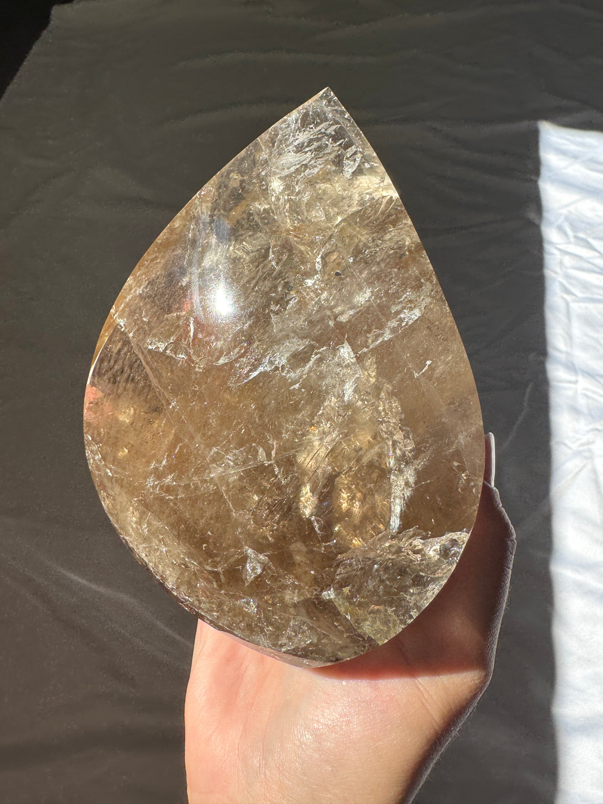 Large Smokey Citrine Flame with Rainbows