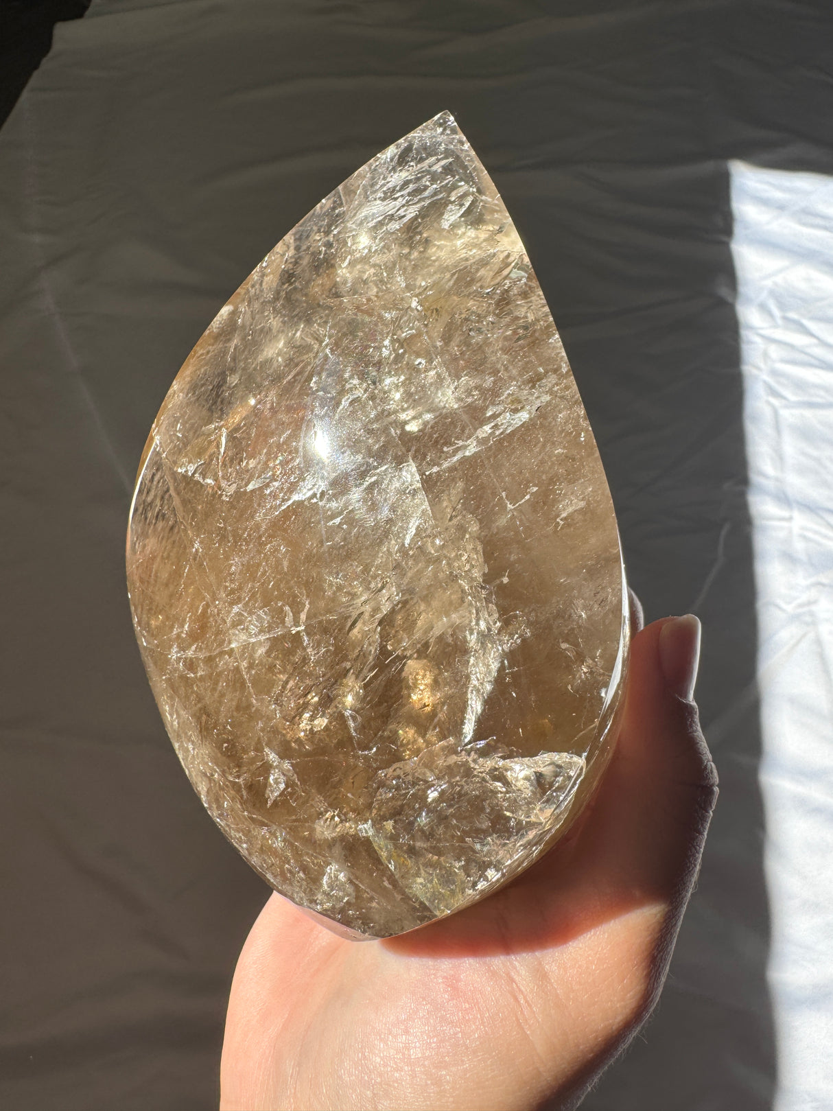 Large Smokey Citrine Flame with Rainbows