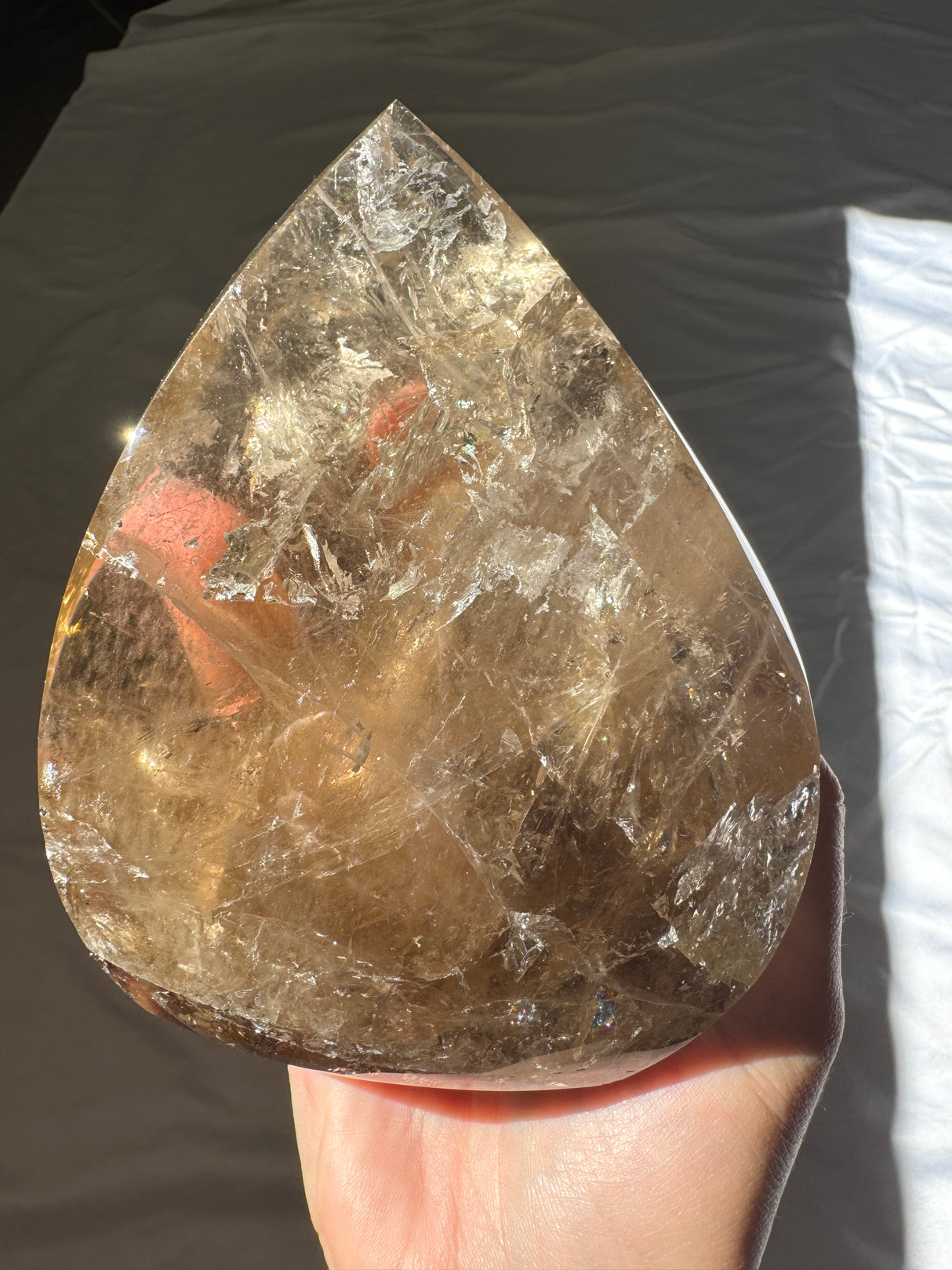 Large Smokey Citrine Flame with Rainbows