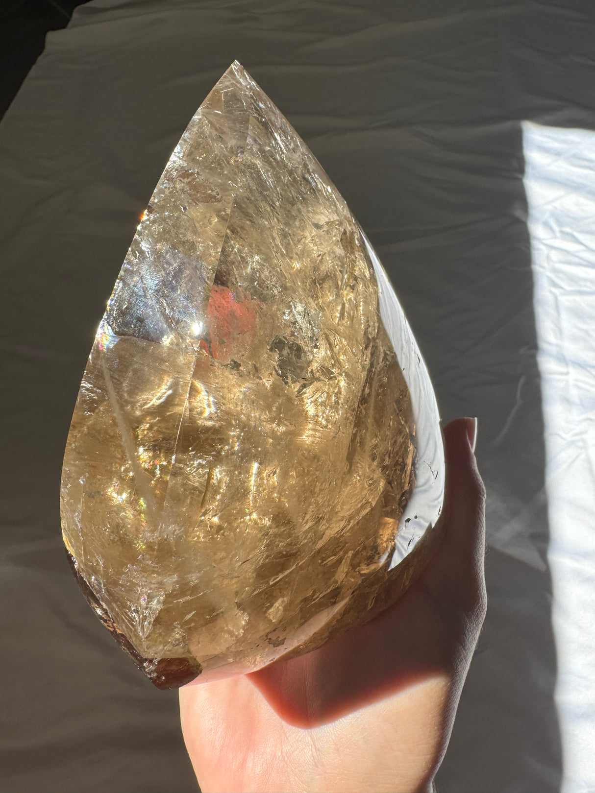 Large Smokey Citrine Flame with Rainbows