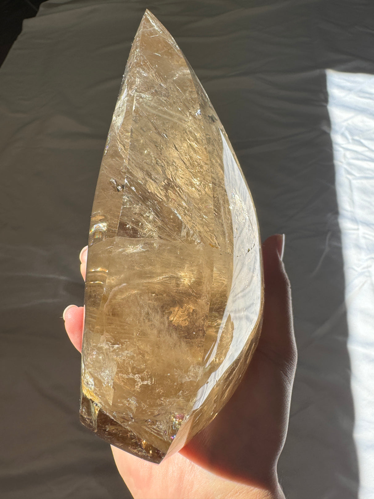 Large Smokey Citrine Flame with Rainbows