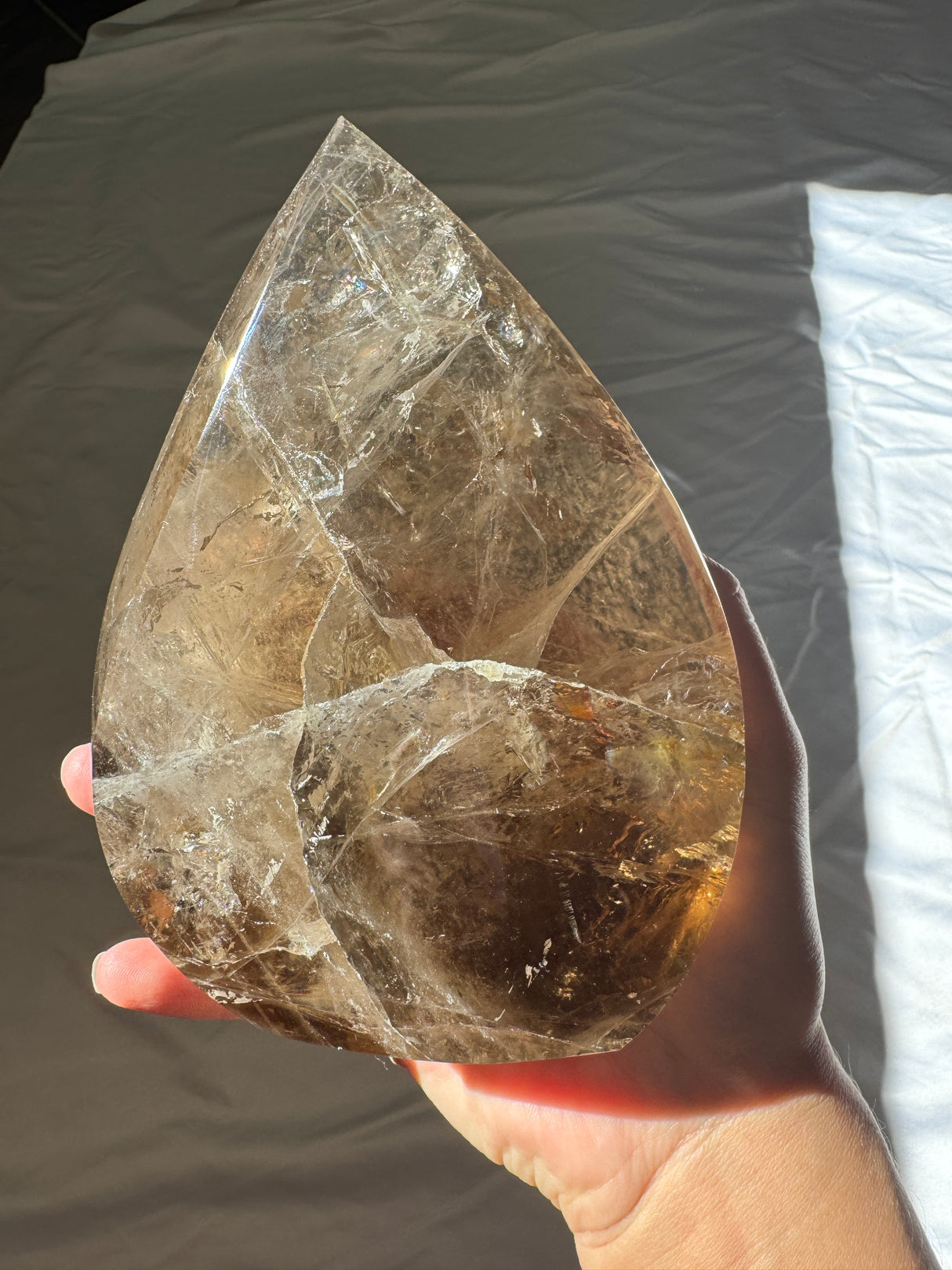 Large Smokey Citrine Flame with Rainbows