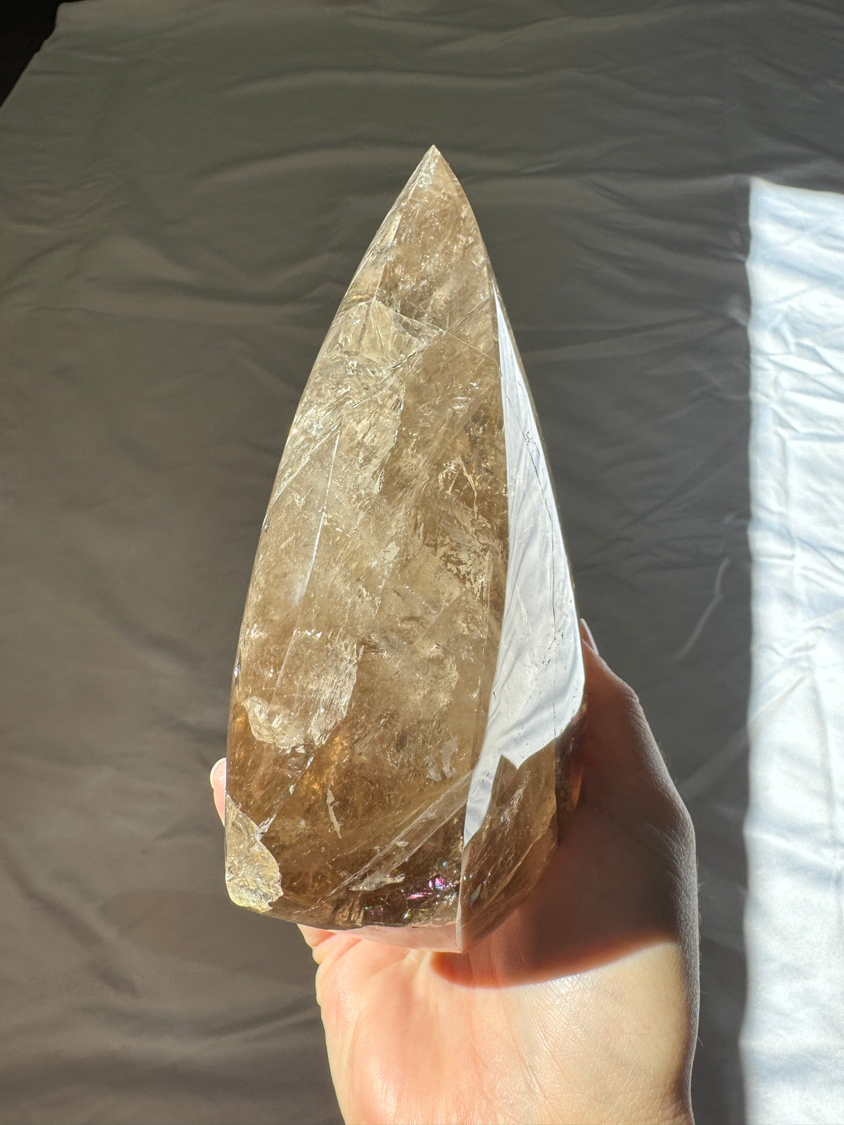 Large Smokey Citrine Flame with Rainbows