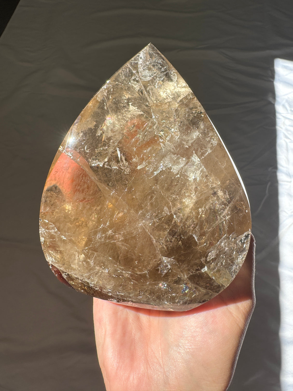 Large Smokey Citrine Flame with Rainbows