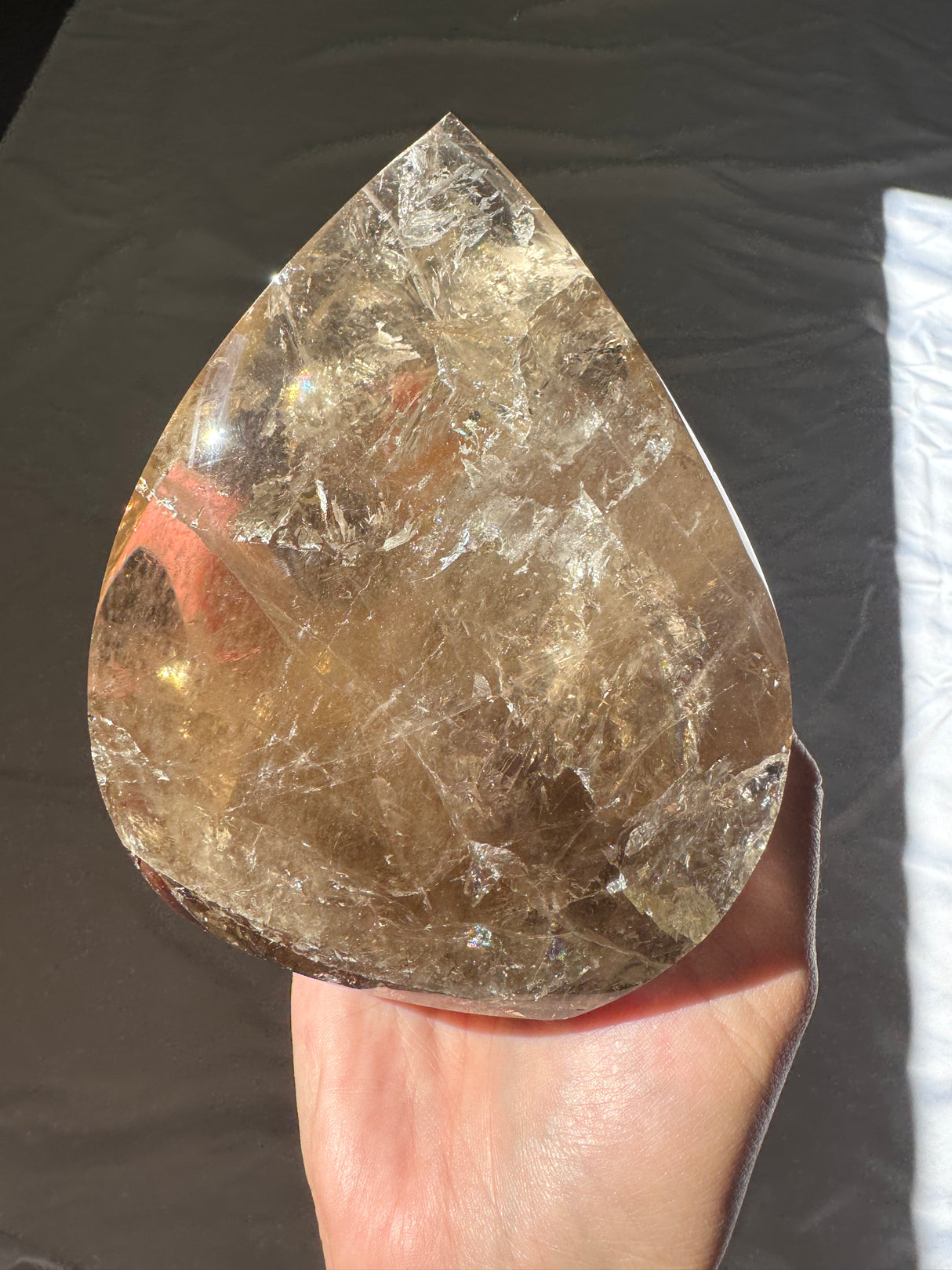 Large Smokey Citrine Flame with Rainbows