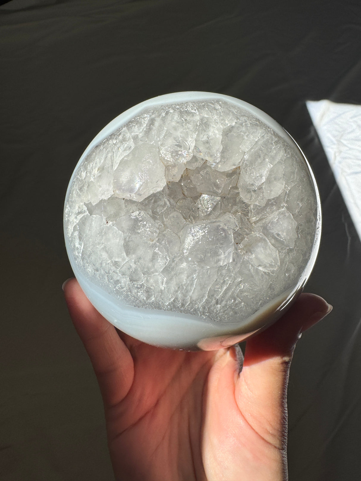 Baby Blue Agate and Quartz Sphere