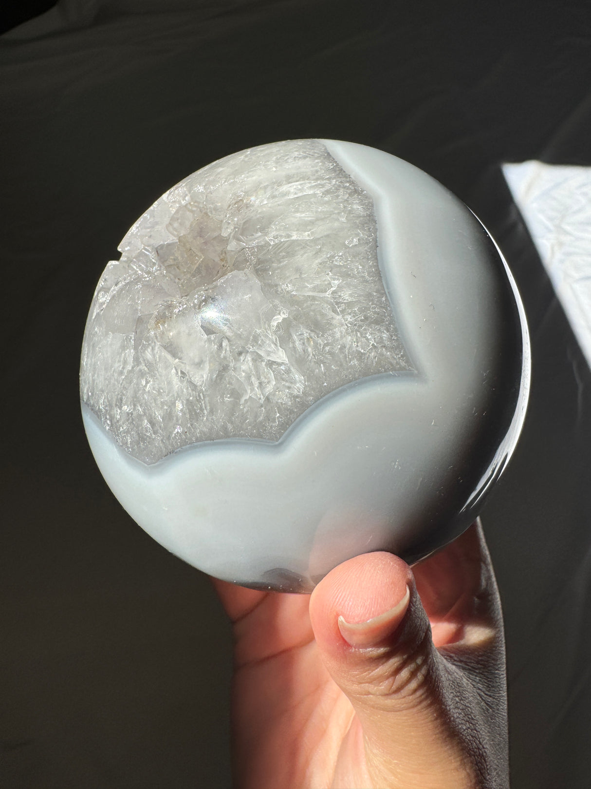 Baby Blue Agate and Quartz Sphere