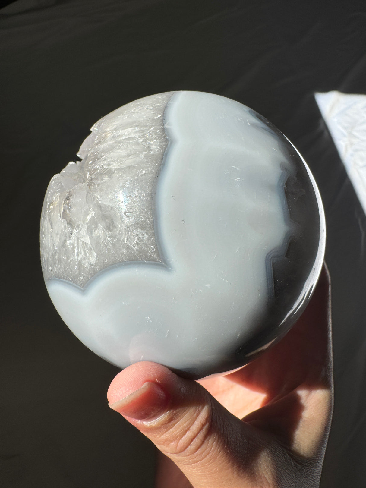 Baby Blue Agate and Quartz Sphere