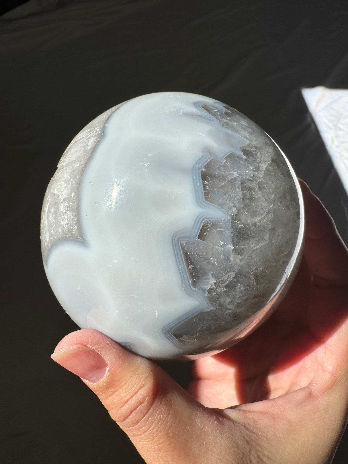 Baby Blue Agate and Quartz Sphere
