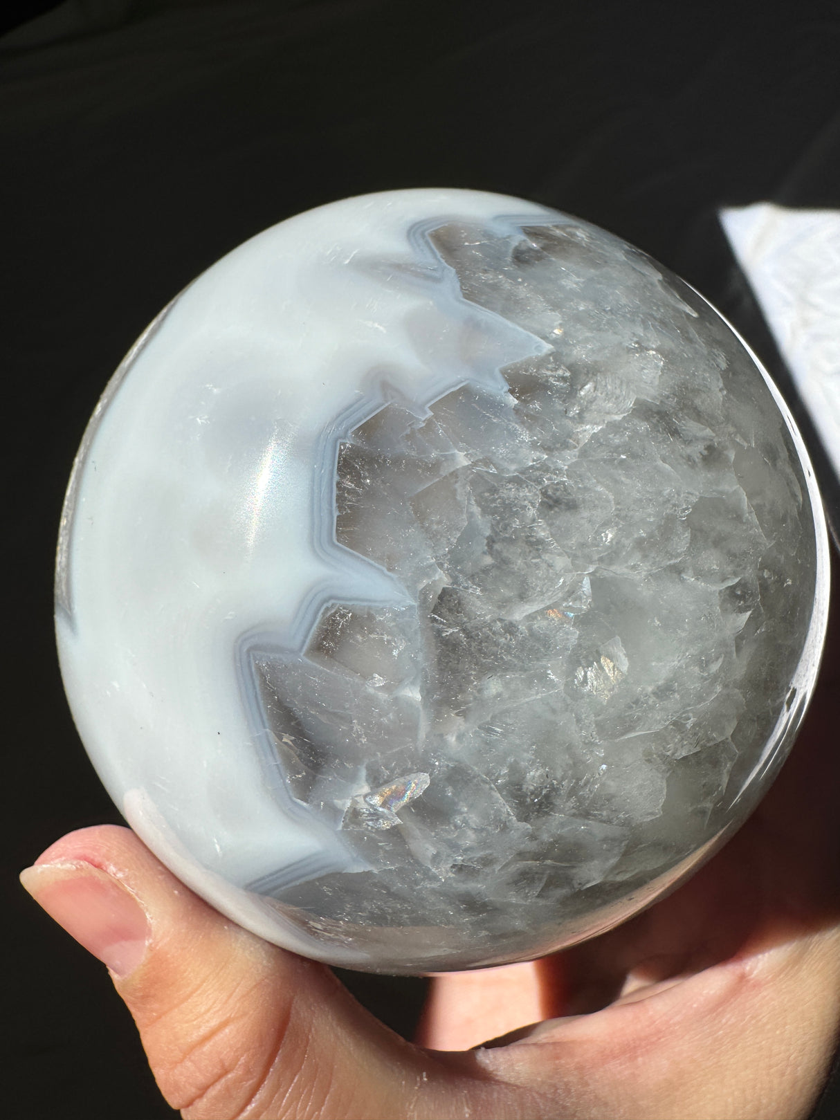 Baby Blue Agate and Quartz Sphere