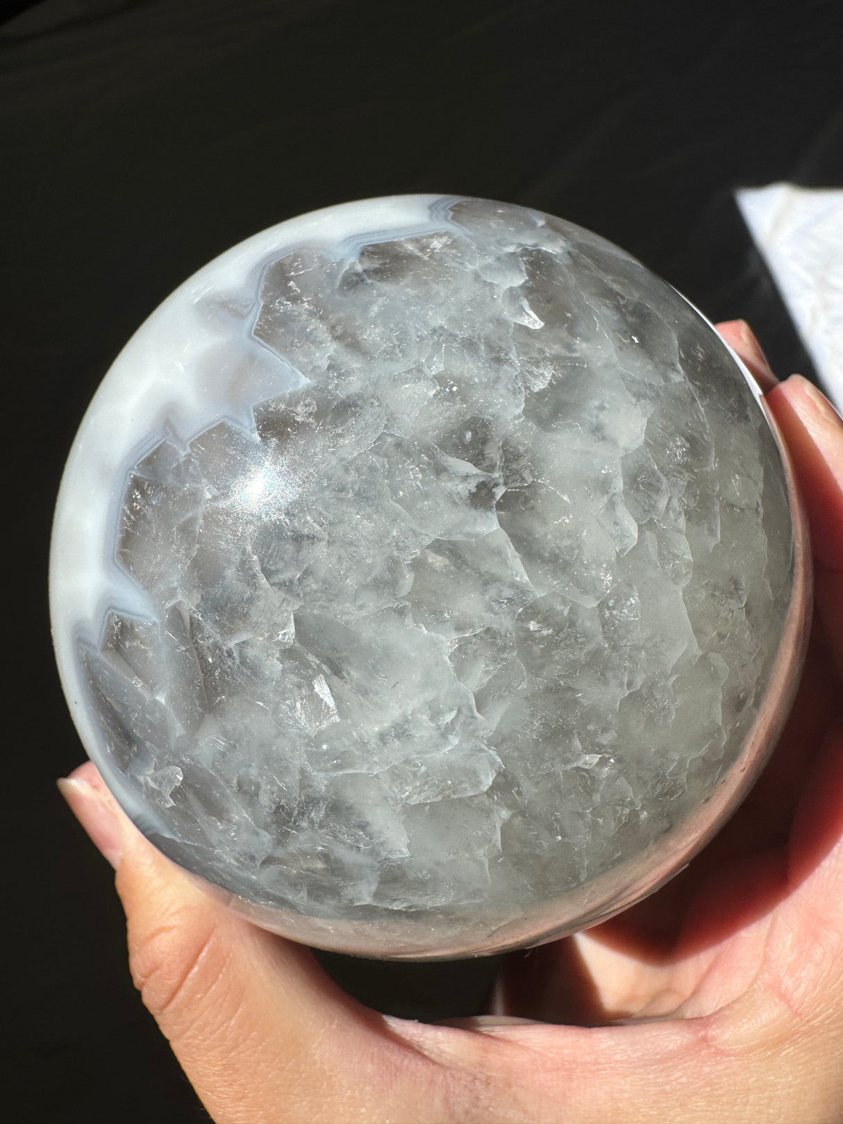 Baby Blue Agate and Quartz Sphere