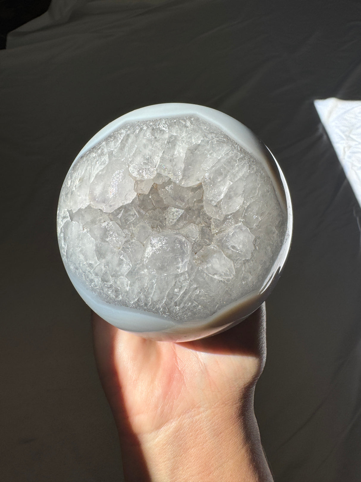 Baby Blue Agate and Quartz Sphere