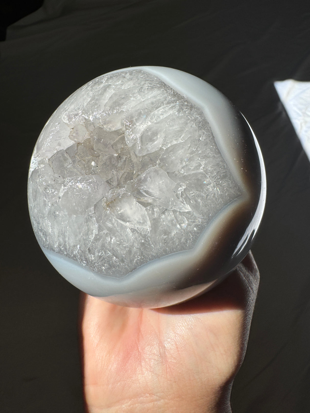 Baby Blue Agate and Quartz Sphere