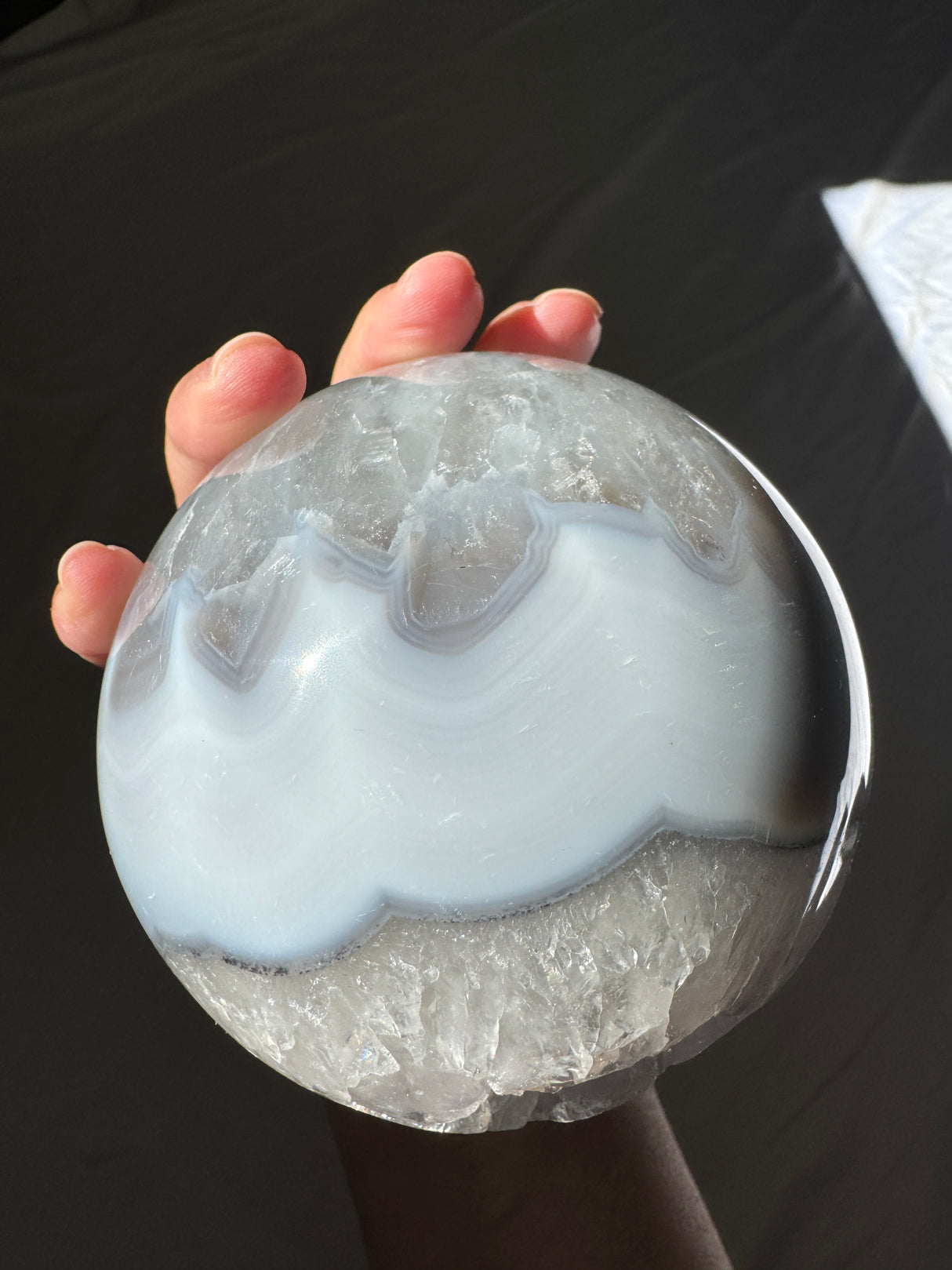 Baby Blue Agate and Quartz Sphere