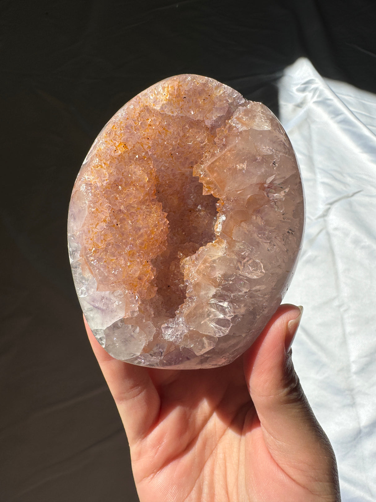 Multicolored Orange and Lavender Rainbow Amethyst Cut Base