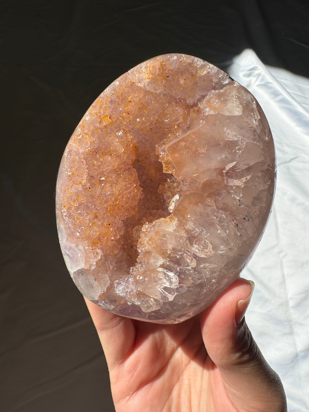 Multicolored Orange and Lavender Rainbow Amethyst Cut Base