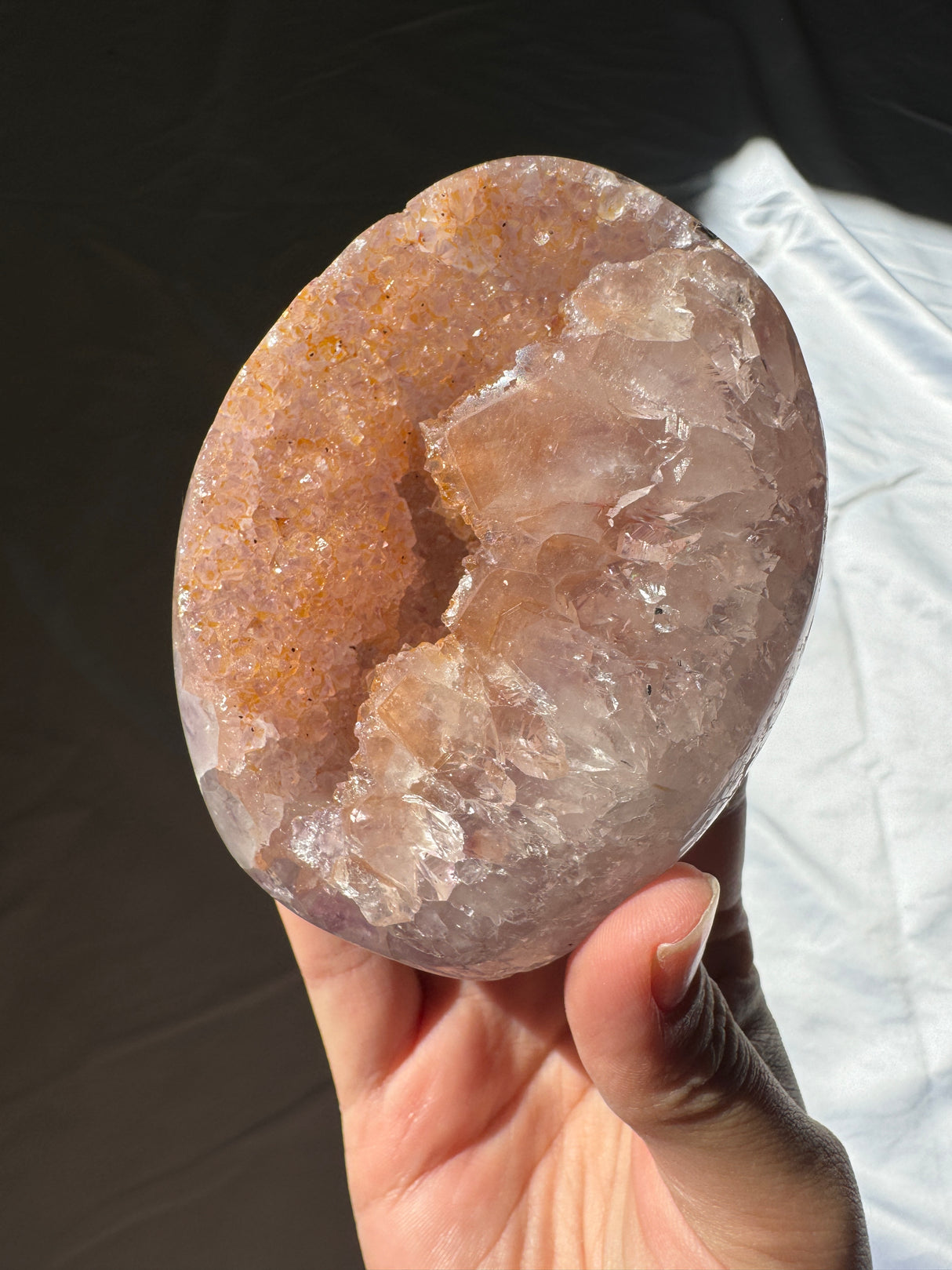 Multicolored Orange and Lavender Rainbow Amethyst Cut Base