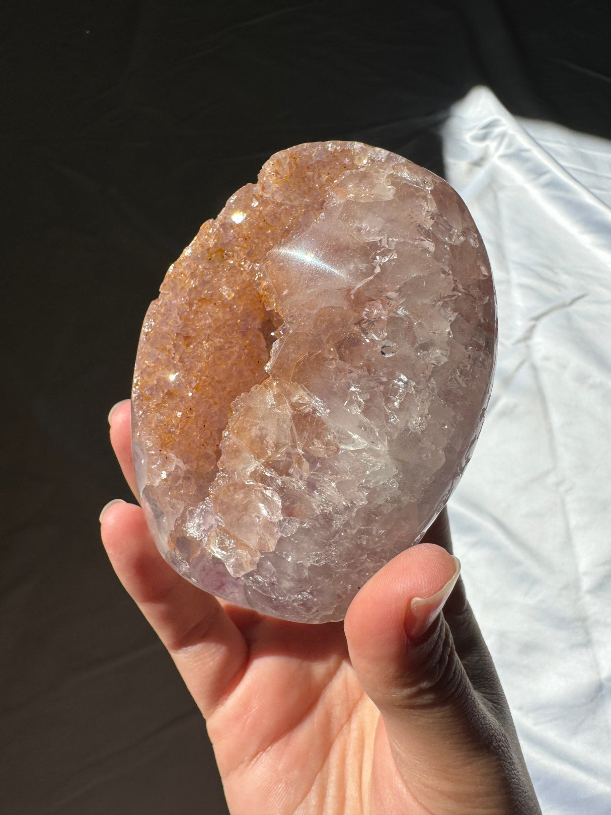 Multicolored Orange and Lavender Rainbow Amethyst Cut Base