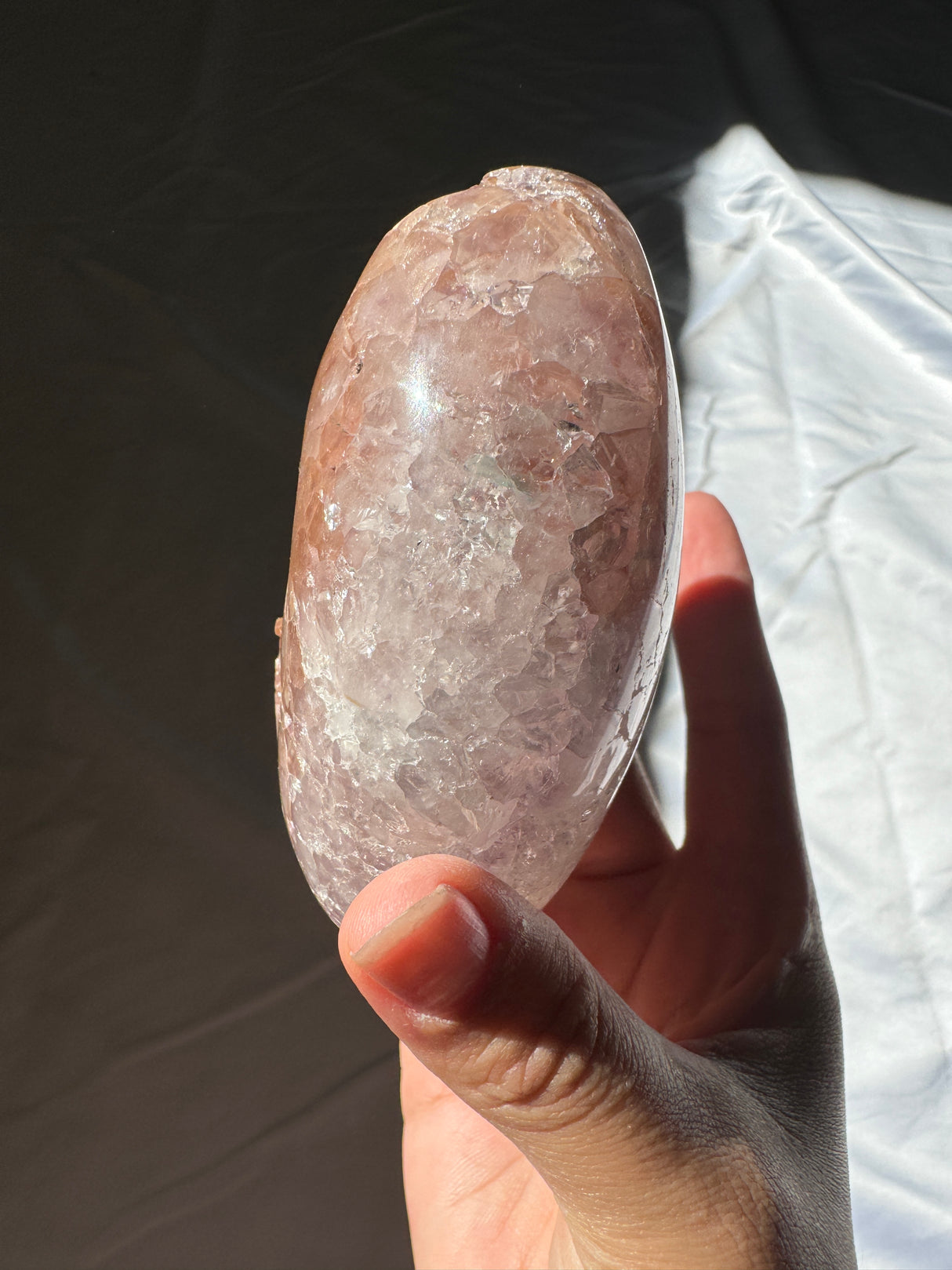 Multicolored Orange and Lavender Rainbow Amethyst Cut Base