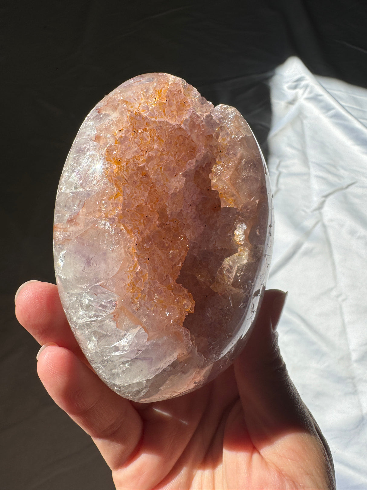 Multicolored Orange and Lavender Rainbow Amethyst Cut Base