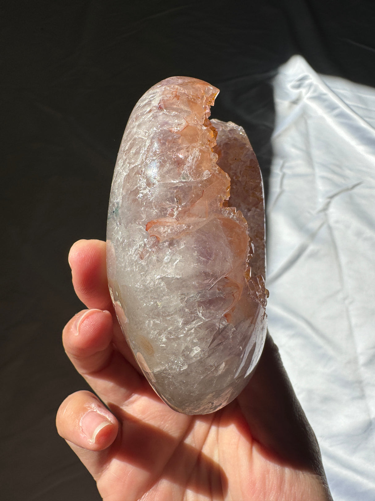 Multicolored Orange and Lavender Rainbow Amethyst Cut Base