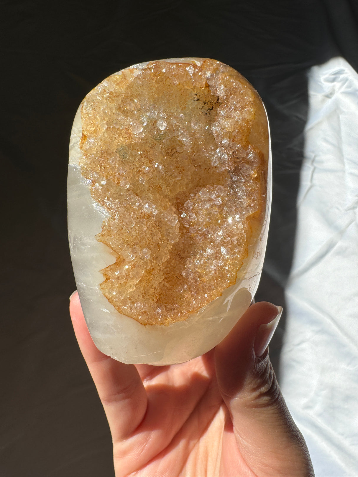 Golden Orange Rainbow Amethyst Cut Base