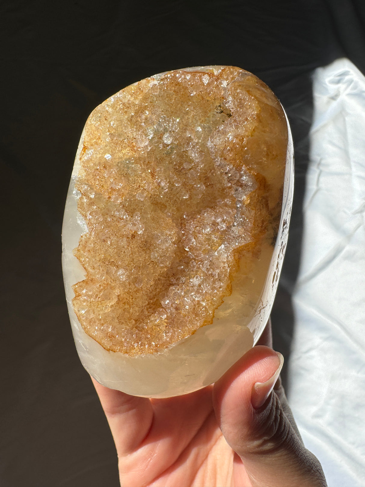 Golden Orange Rainbow Amethyst Cut Base