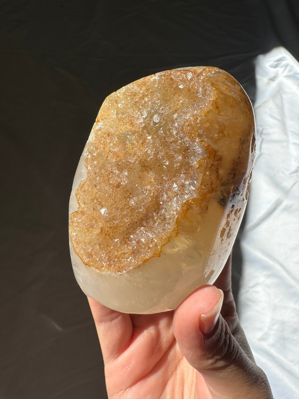 Golden Orange Rainbow Amethyst Cut Base