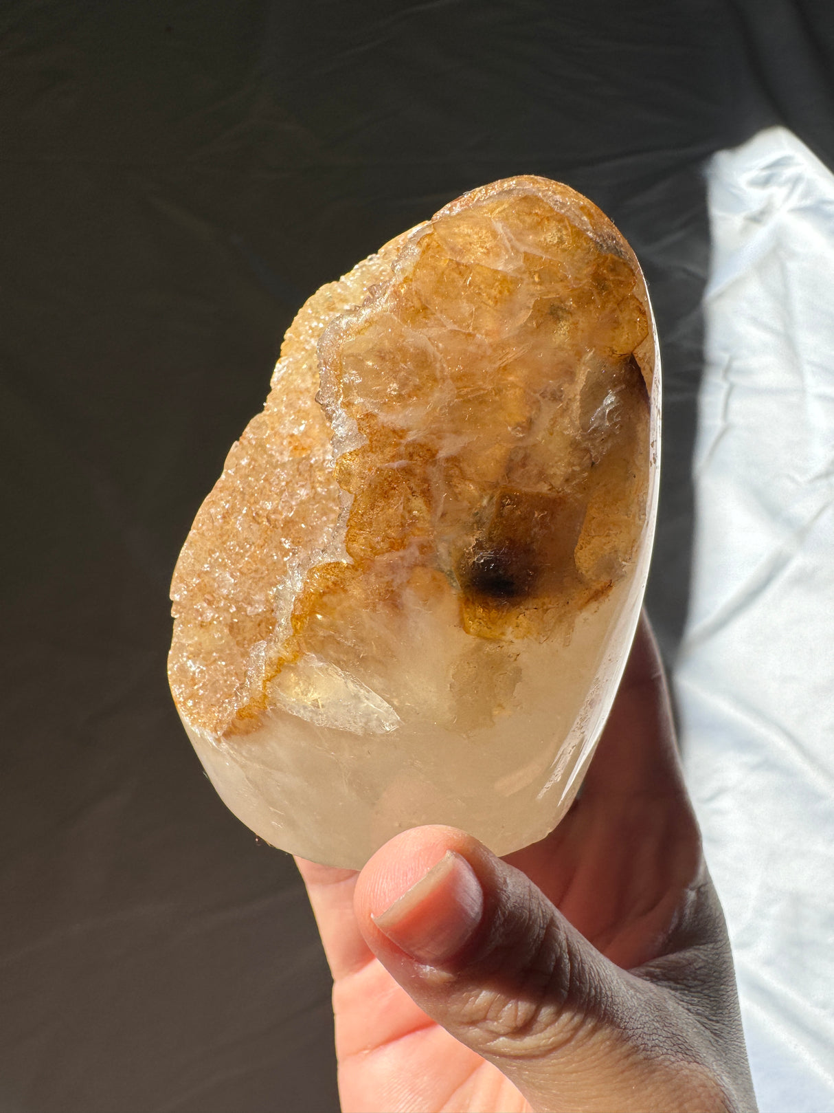 Golden Orange Rainbow Amethyst Cut Base