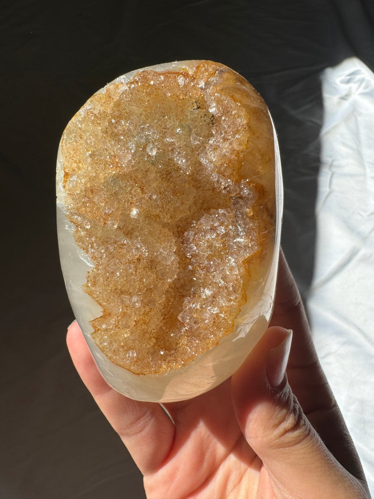 Golden Orange Rainbow Amethyst Cut Base