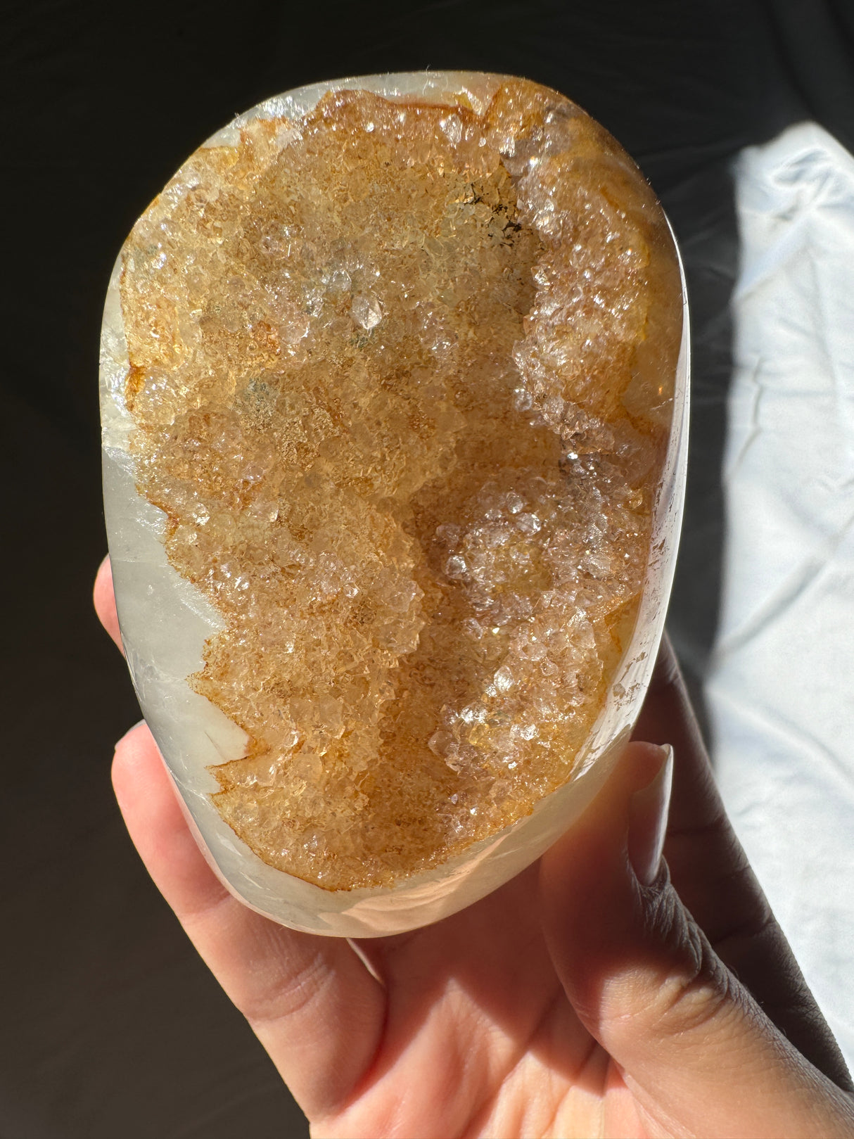 Golden Orange Rainbow Amethyst Cut Base