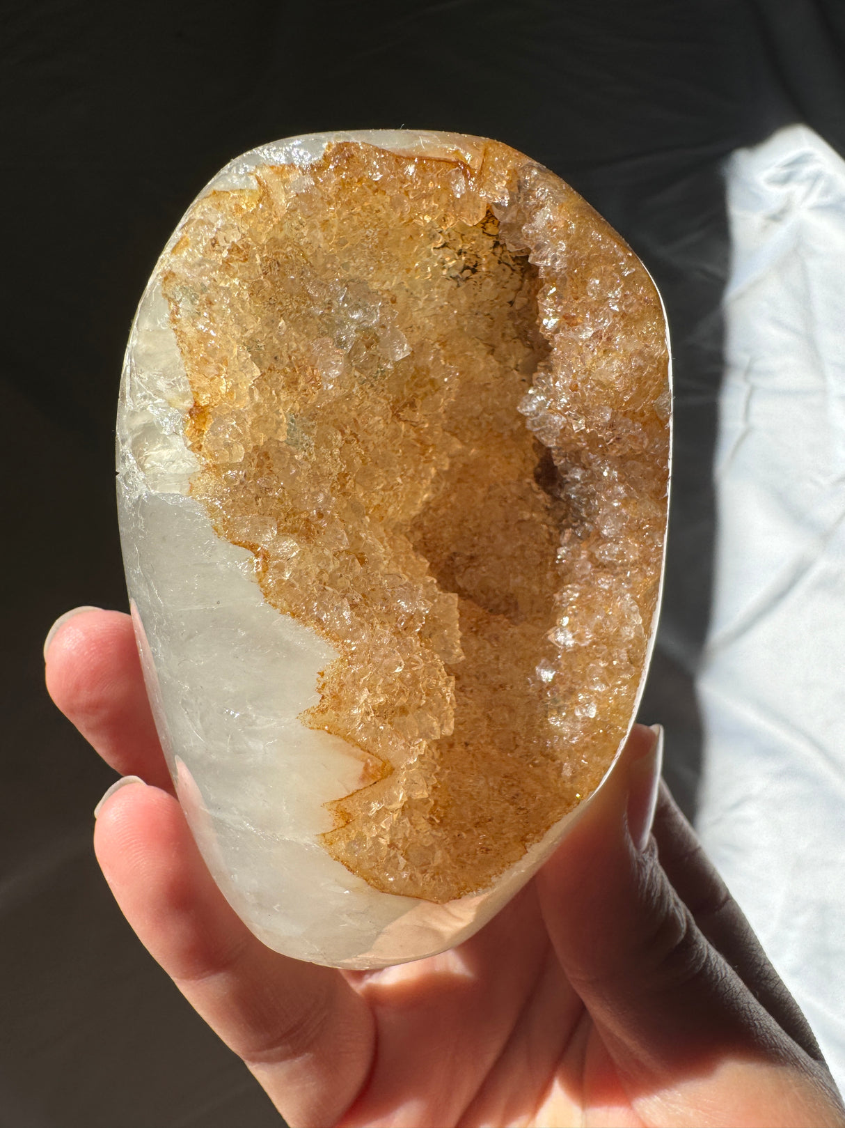 Golden Orange Rainbow Amethyst Cut Base