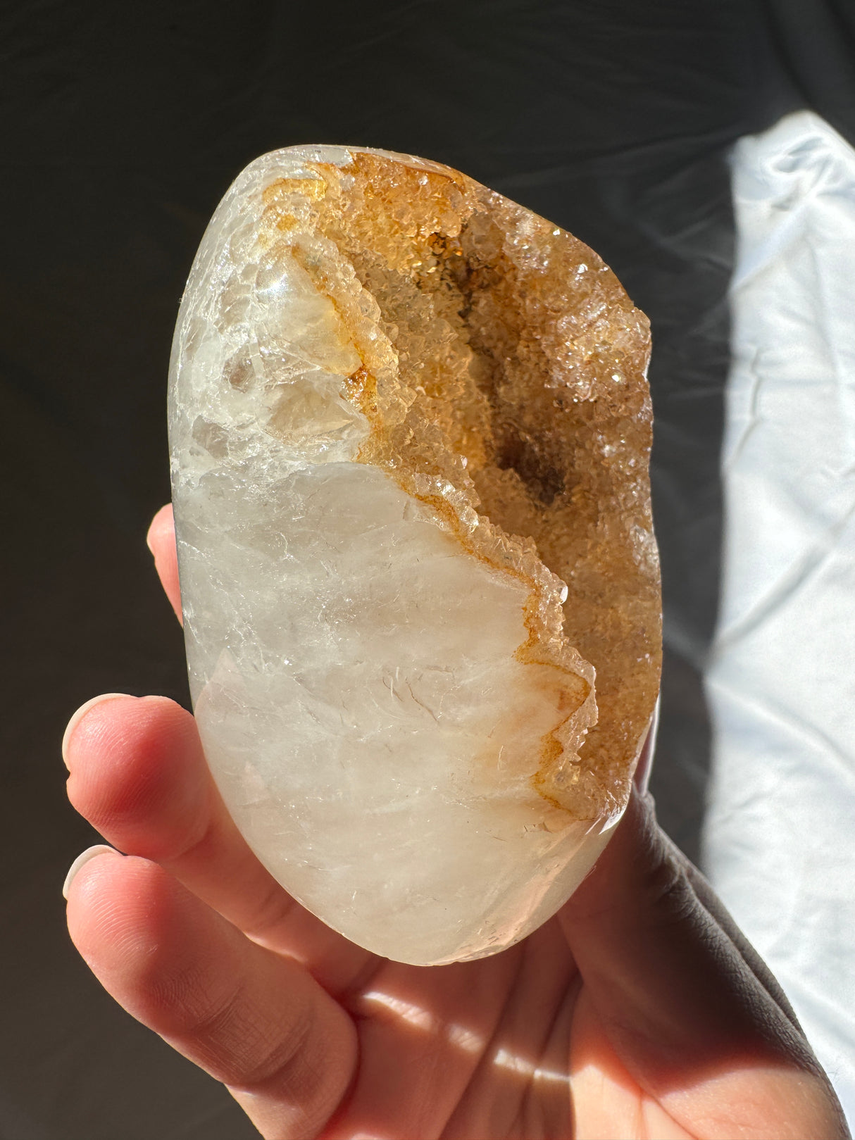 Golden Orange Rainbow Amethyst Cut Base