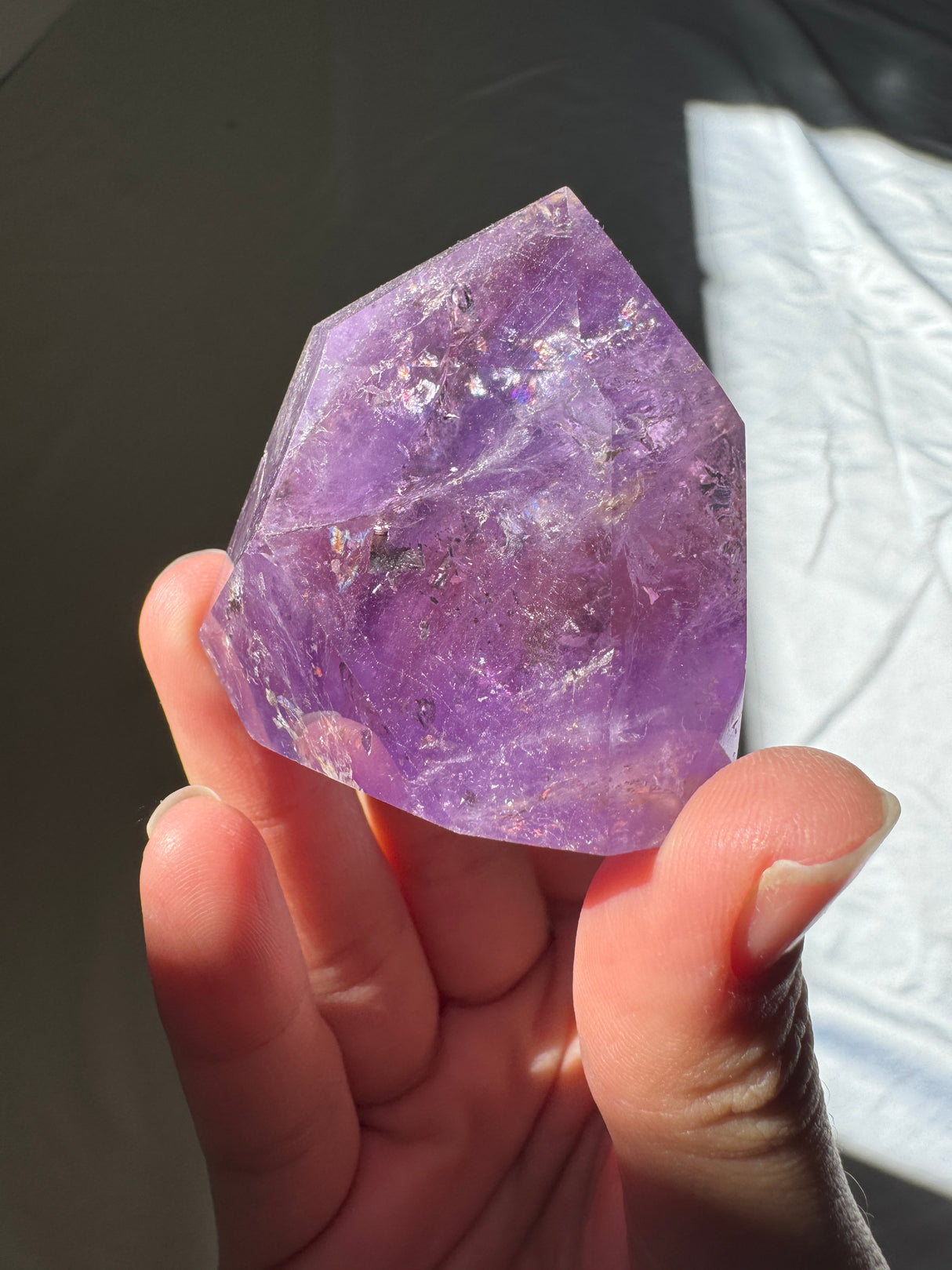 Juicy Amethyst Tower with Rainbows (imperfect)