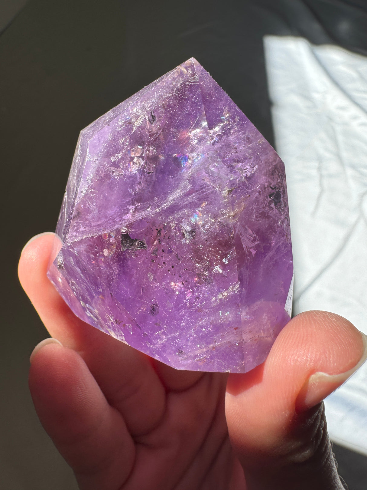 Juicy Amethyst Tower with Rainbows (imperfect)