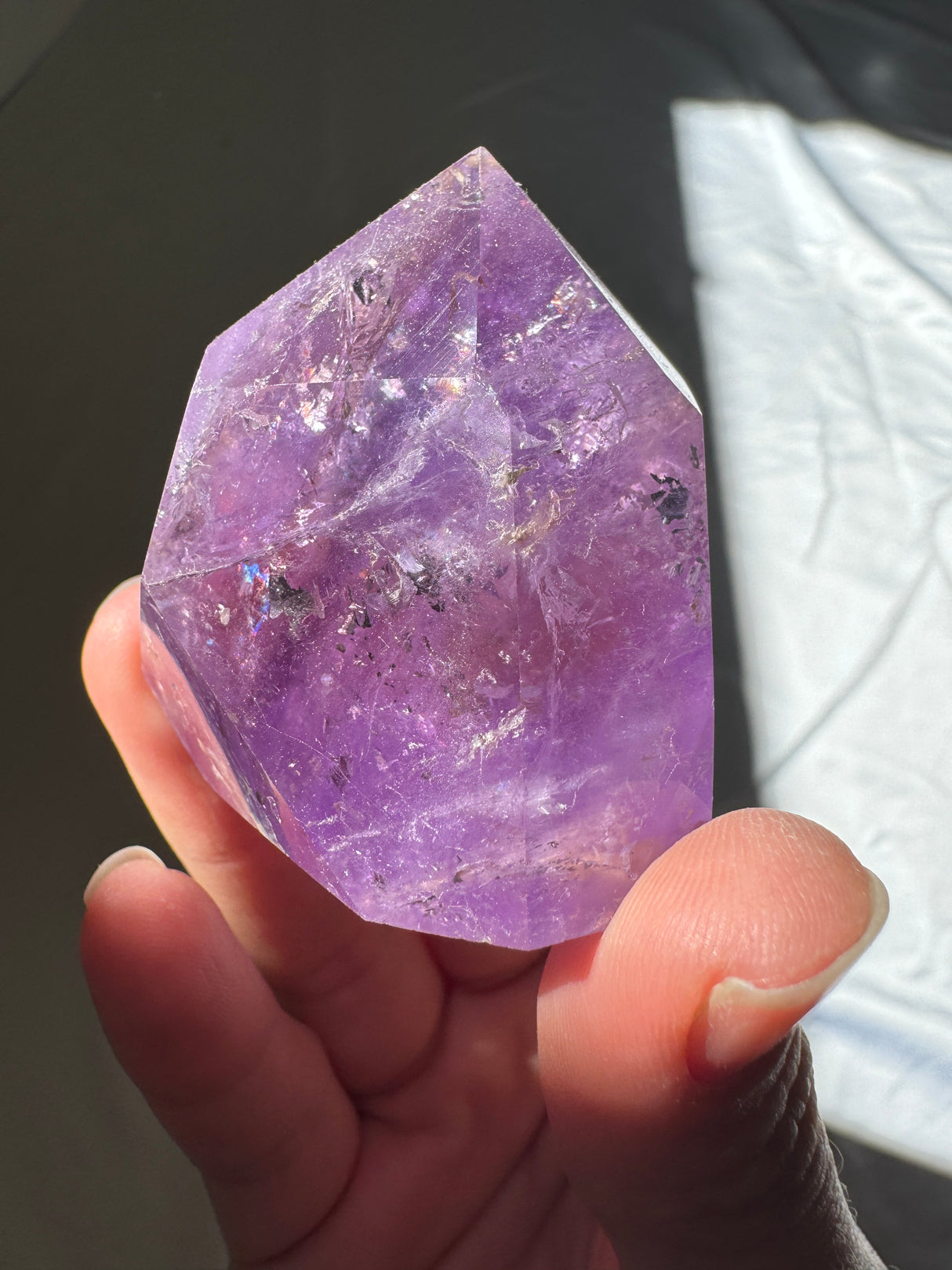 Juicy Amethyst Tower with Rainbows (imperfect)