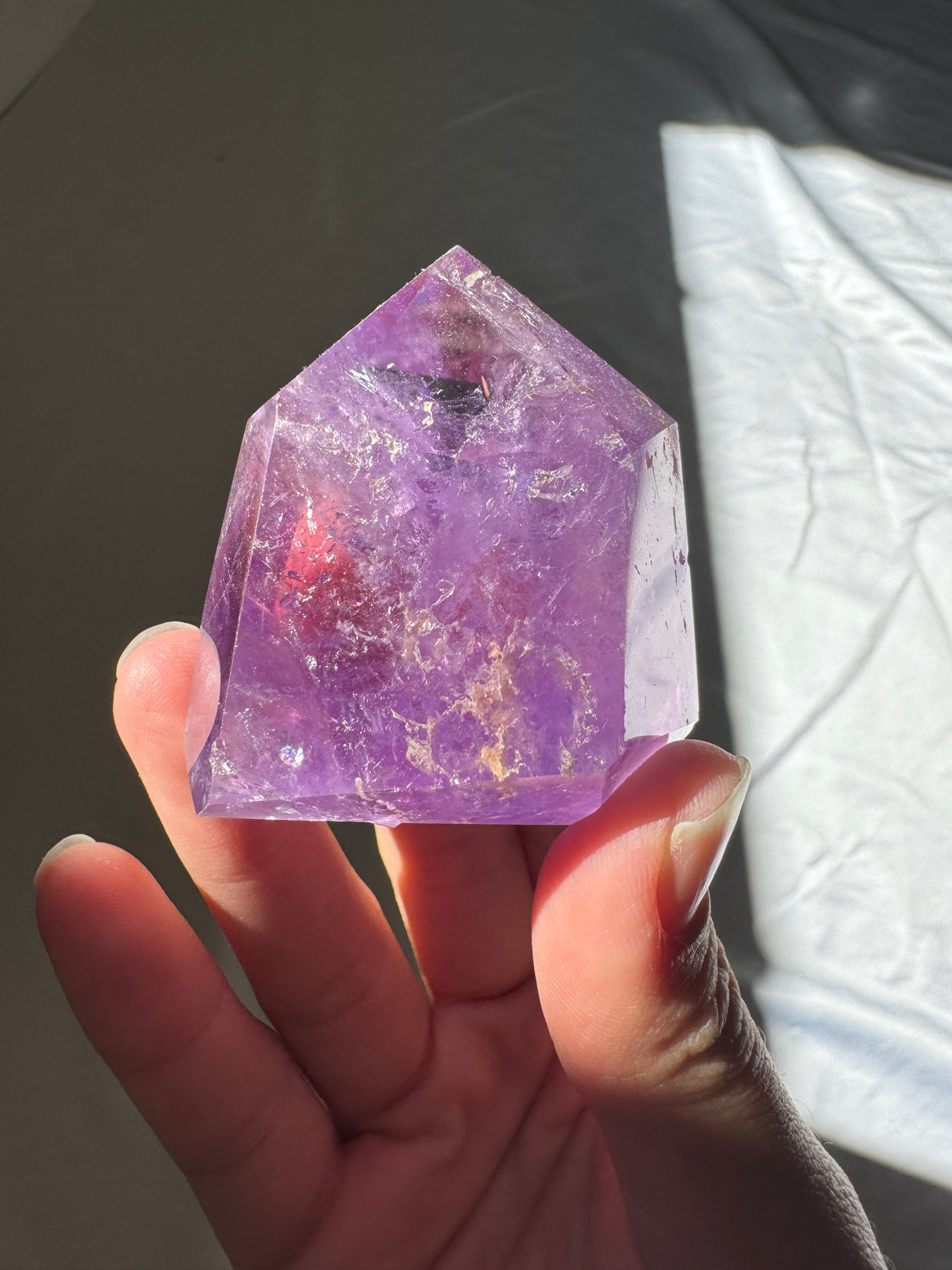 Juicy Amethyst Tower with Rainbows (imperfect)