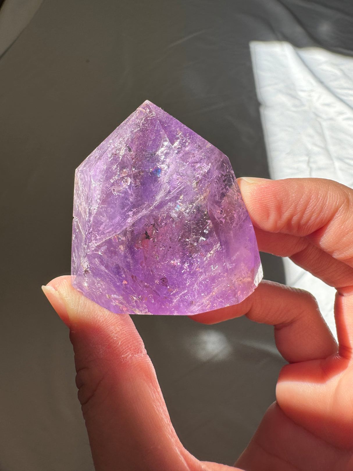 Juicy Amethyst Tower with Rainbows (imperfect)