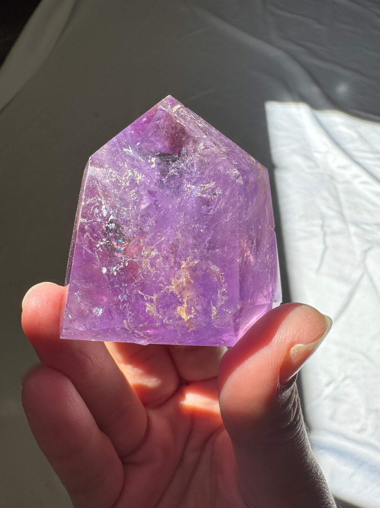 Juicy Amethyst Tower with Rainbows (imperfect)