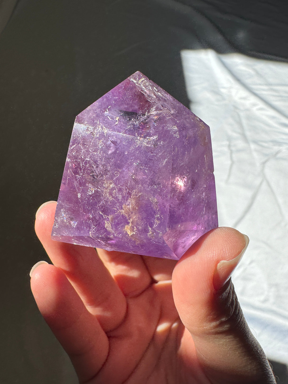 Juicy Amethyst Tower with Rainbows (imperfect)