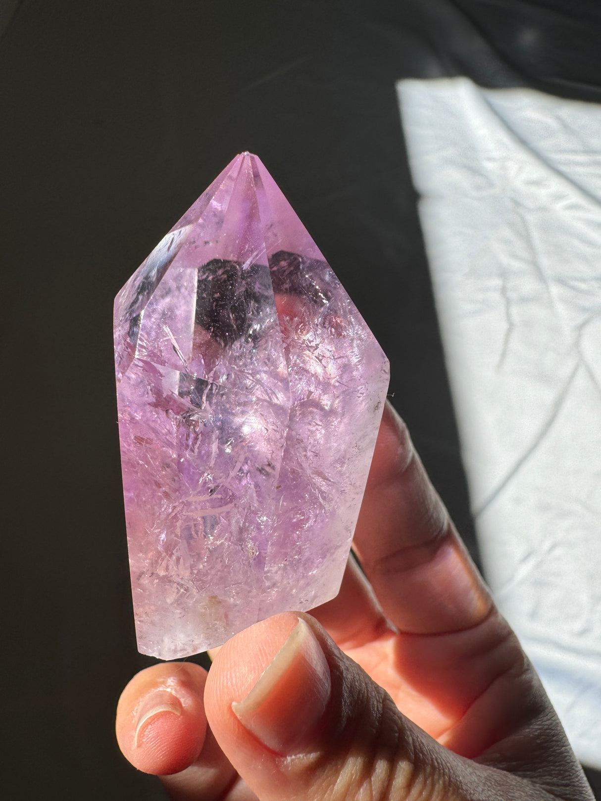 Juicy Amethyst Tower with Rainbows (imperfect)